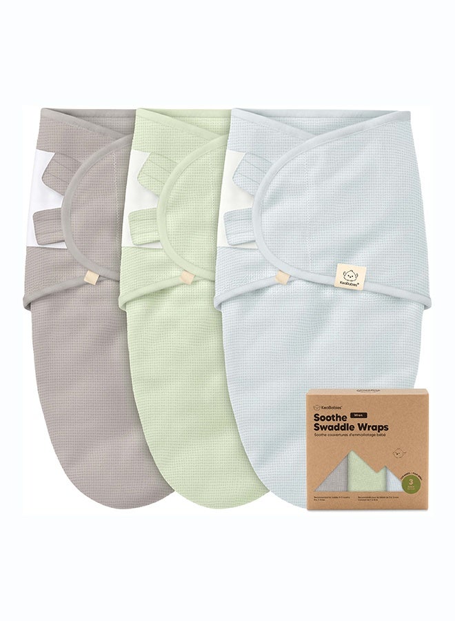 KeaBabies Soothe Swaddle Wraps 3 Pack, Adjustable Baby Swaddles, Ripple - Image 1