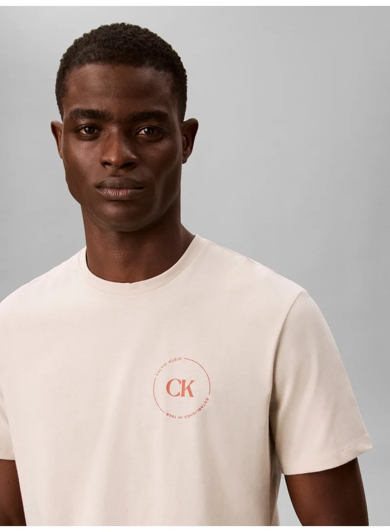 Calvin Klein Jeans Oatmeal Graphic Logo T-Shirt for Men | Best Price UAE