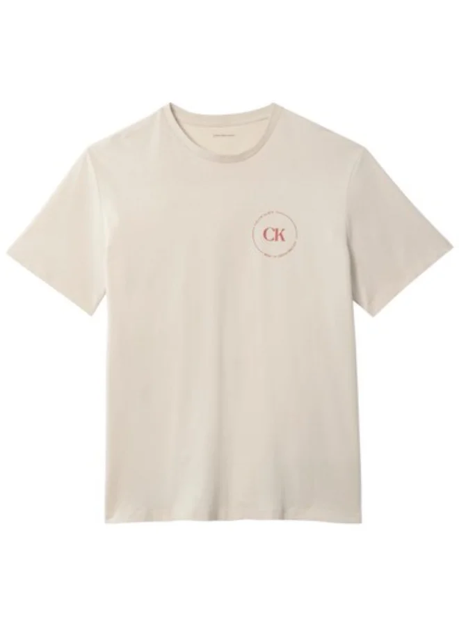 Calvin Klein Jeans Oatmeal Graphic Logo T-Shirt for Men | Best Price UAE