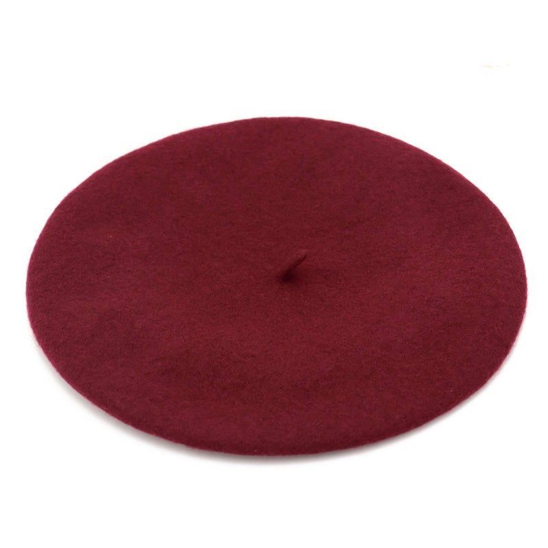 Wheebo Wool Beret Hat,Solid Color French Style Winter Warm Cap for Women Girls (Burgundy) - Image 4