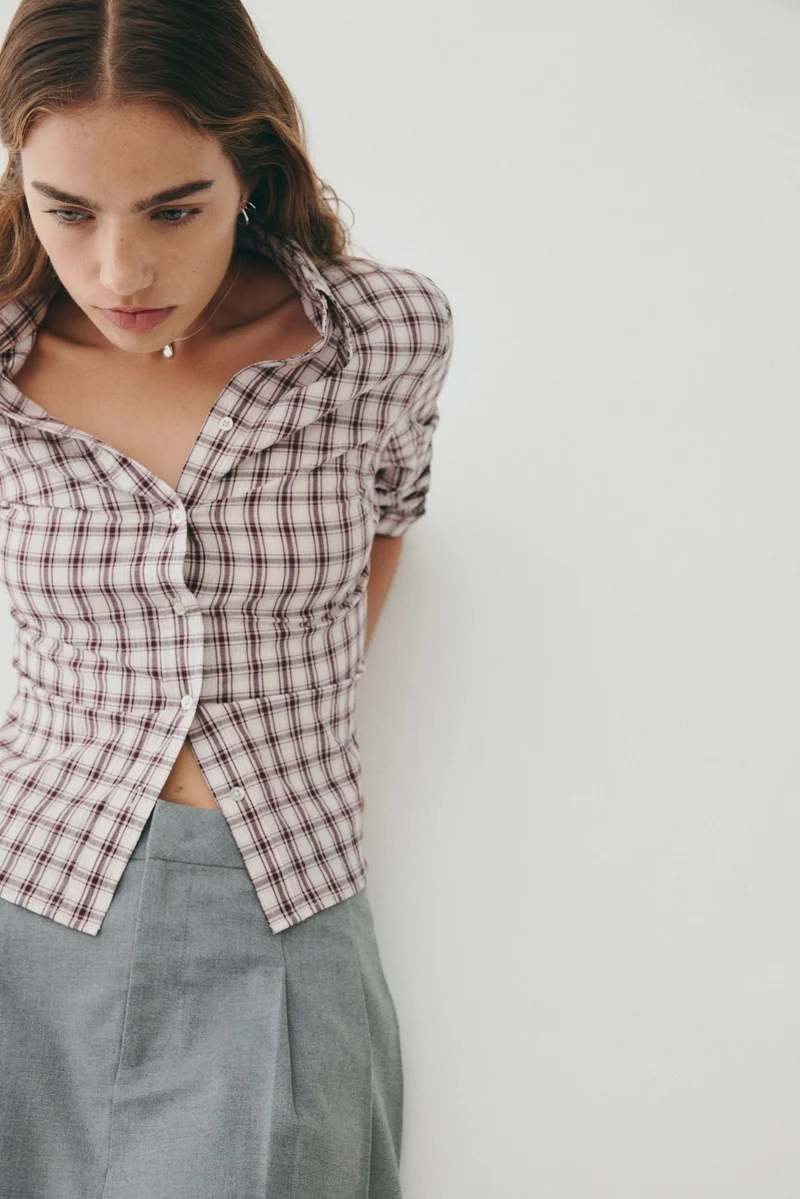 اتش اند ام قميص من البوبلين