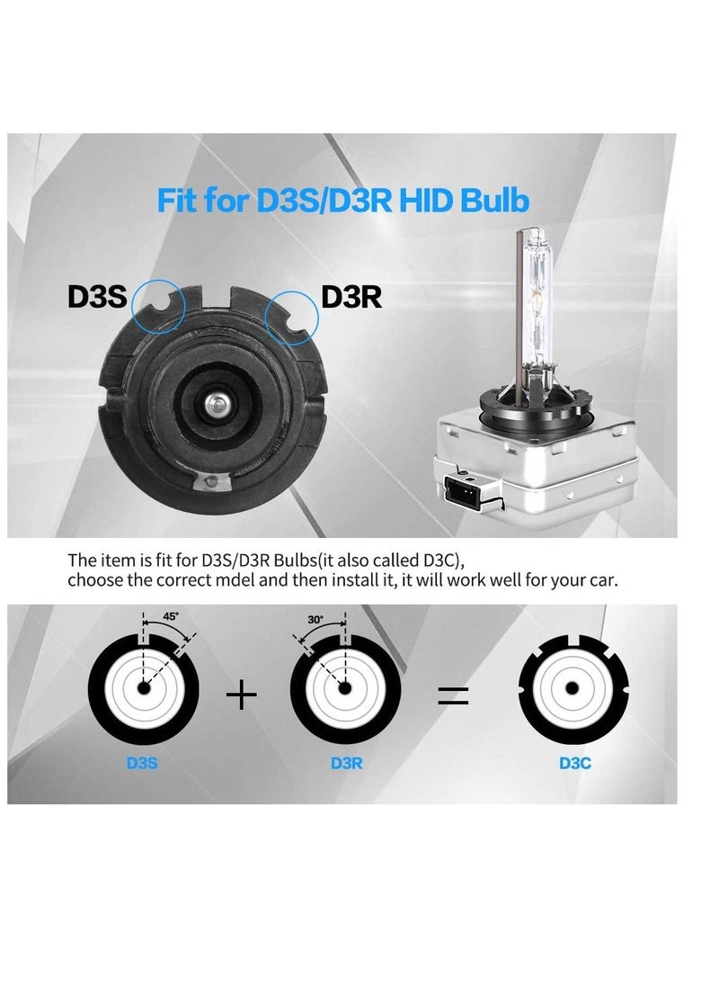 Excefore D3S D3R 6000K زينون HID استبدال لمبة الدعامات المعدنية البيضاء قاعدة 12 فولت سيارة العلوي مصابيح إضاءة أمامية 35 واط 1 زوج D3S D3R  - Image 5