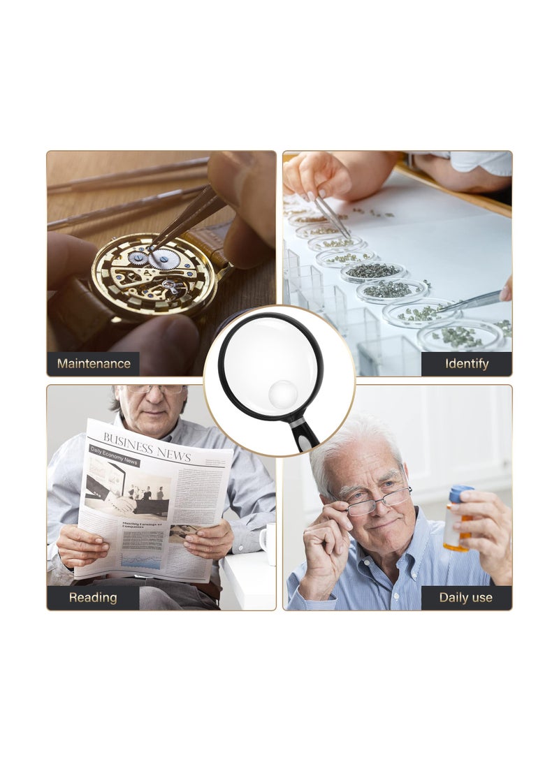 SYOSI Handheld Reading Magnifier 10X 30X 75mm Shatterproof Lens Rubbery with Non Slip Soft Handle for Seniors and Kids Nature Exploration Insect Hobby Observation Silver - Image 4