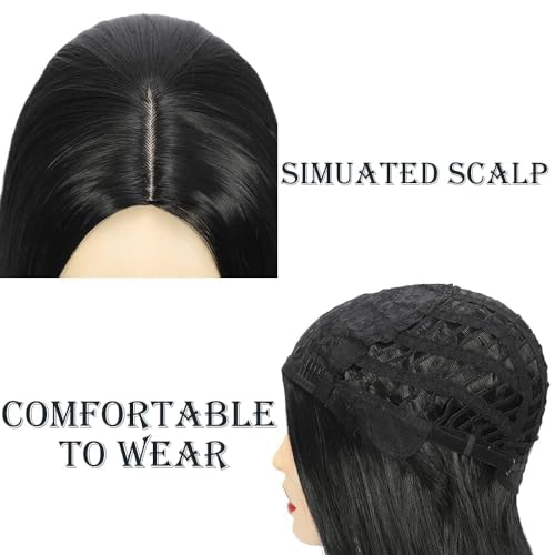 ASSU Women’s Long Straight Synthetic Wig | Natural-Looking Dark Brown Full Head Wig with Middle Parting | Heat-Resistant & Lightweight | Includes Wig Cap - Image 3