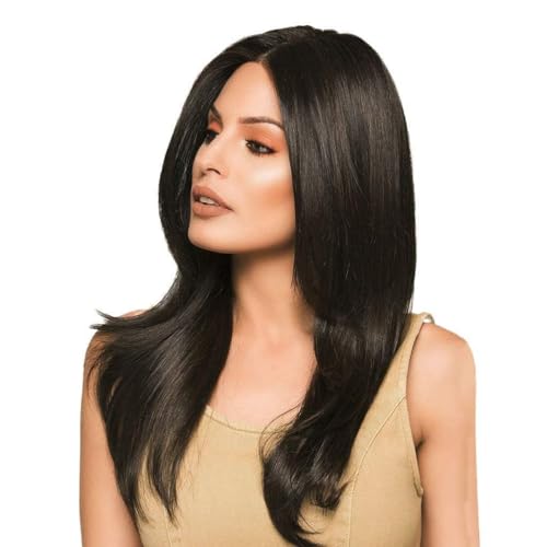 ASSU Women’s Long Straight Synthetic Wig | Natural-Looking Dark Brown Full Head Wig with Middle Parting | Heat-Resistant & Lightweight | Includes Wig Cap - Image 1