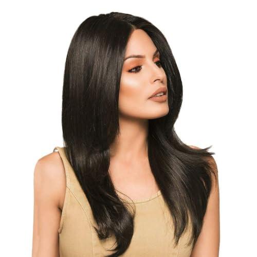 ASSU Women’s Long Straight Synthetic Wig | Natural-Looking Dark Brown Full Head Wig with Middle Parting | Heat-Resistant & Lightweight | Includes Wig Cap - Image 2