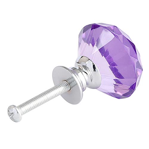 ANJUU 12 Pcs 30mm Diamond Shape Crystal Glass Cabinet Knobs with Screws Drawer Knob Pull Handle Used for Kitchen, Dresser, Door, Cupboard (Purple) - Image 3