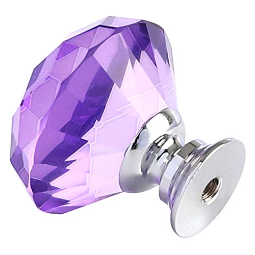 ANJUU 12 Pcs 30mm Diamond Shape Crystal Glass Cabinet Knobs with Screws Drawer Knob Pull Handle Used for Kitchen, Dresser, Door, Cupboard (Purple) - Image 4