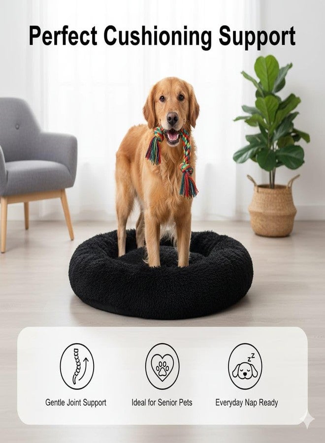 Small Black Dog Bed - Round Washable Pet Bed for Dogs & Cats, Soft Comfortable Cushion, Durable All-Season Puppy Sleeping Nest - Image 4