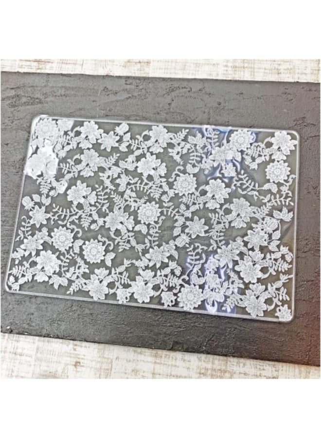 White flexible plastic tablecloth – soft and elegant embossed design – stain resistant and easy to clean - Image 1