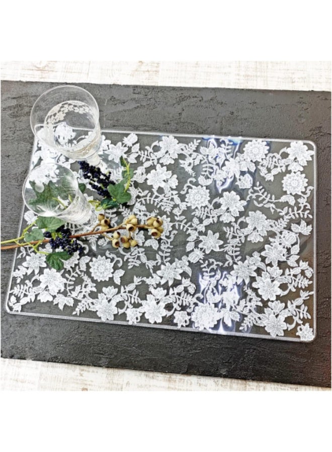 White flexible plastic tablecloth – soft and elegant embossed design – stain resistant and easy to clean - Image 3