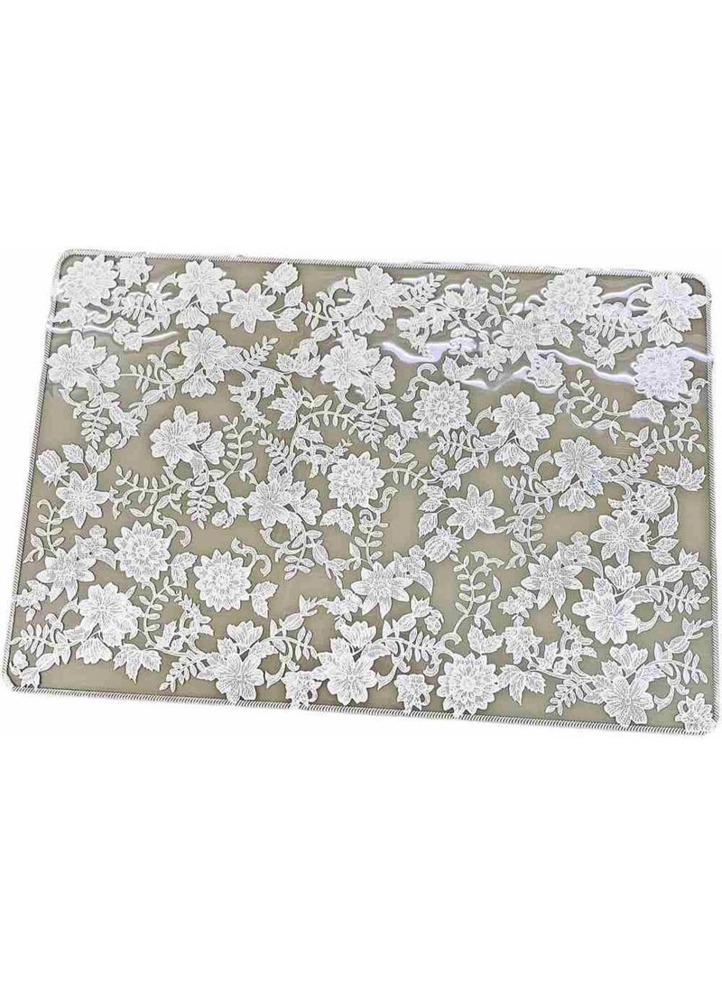 White flexible plastic tablecloth – soft and elegant embossed design – stain resistant and easy to clean - Image 4