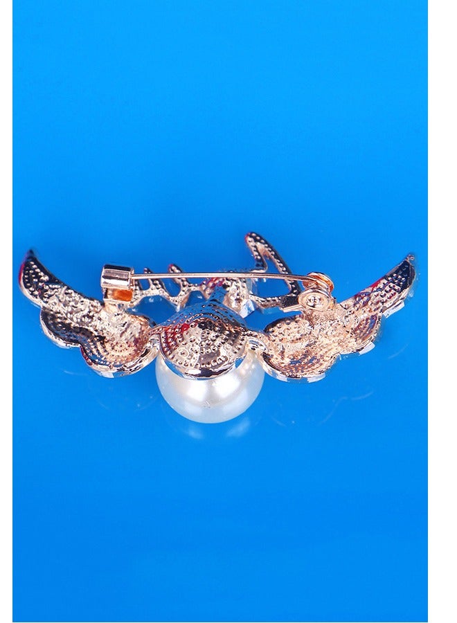 Rhinestone and pearl studded brooch - Image 3