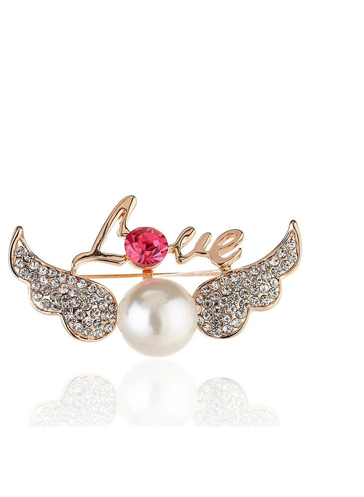 Rhinestone and pearl studded brooch - Image 1