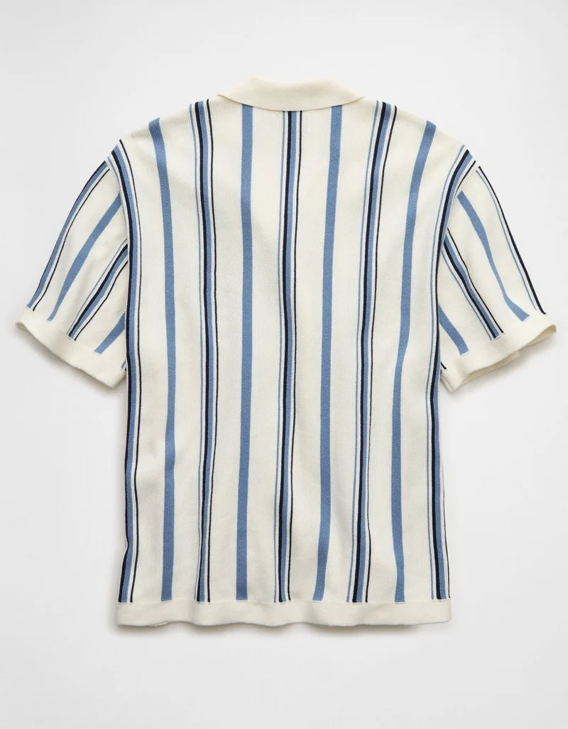 American Eagle  AE Striped Button-Up Sweater Polo for Men | Best Price UAE