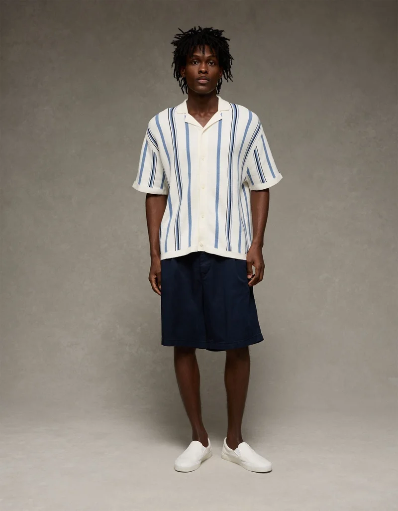 American Eagle  AE Striped Button-Up Sweater Polo for Men | Best Price UAE
