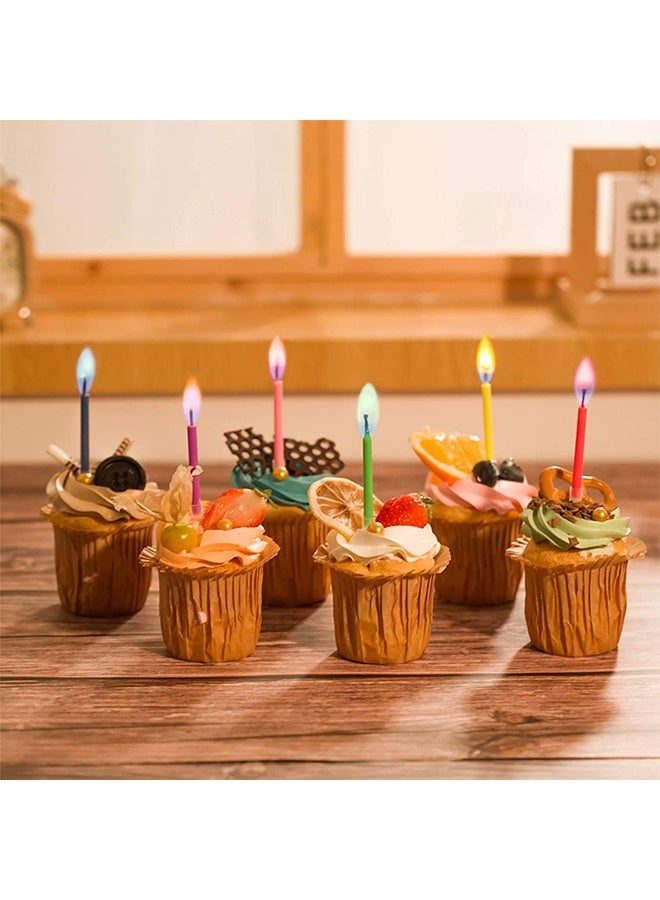 واي جيه شموع عيد ميلاد سعيد، تضمين حاملي شموع عيد الميلاد المرح الشموع الملونة، لفطائر عيد الميلاد لجعلها احتفالا سحريا (ملون، 6) - Image 3