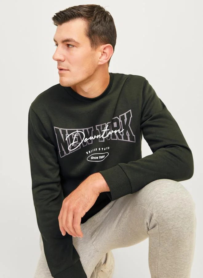 JJ Rebel by Jack & Jones NY Print Crew Neck Sweatshirt