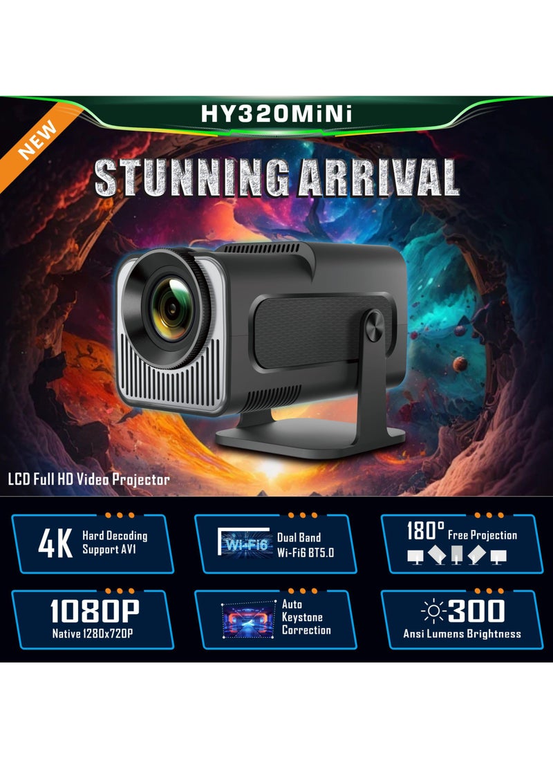 Topleo Portable Projector, HY320 Mini Projector with WiFi and Bluetooth, Support 4K 1080P with Dual-Band WIFI6 BT5.0 Android 11, Smart TV Projector Auto Keystone Correction for Phone/TV Stick/Laptop  - Image 2
