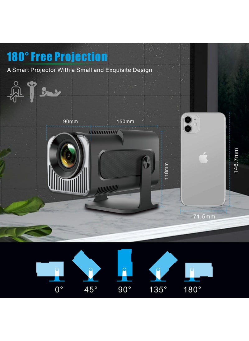 جهاز عرض محمول، جهاز عرض صغير HY320 HY320 مزود بخاصية الواي فاي والبلوتوث، يدعم 4K 1080P مع نطاق WIFI6 ثنائي النطاق BT5.0 Android 11، جهاز عرض تلفاز ذكي بتصحيح الانحراف التلقائي للهاتف/عصا التلفزيون/ الكمبيوتر المحمول