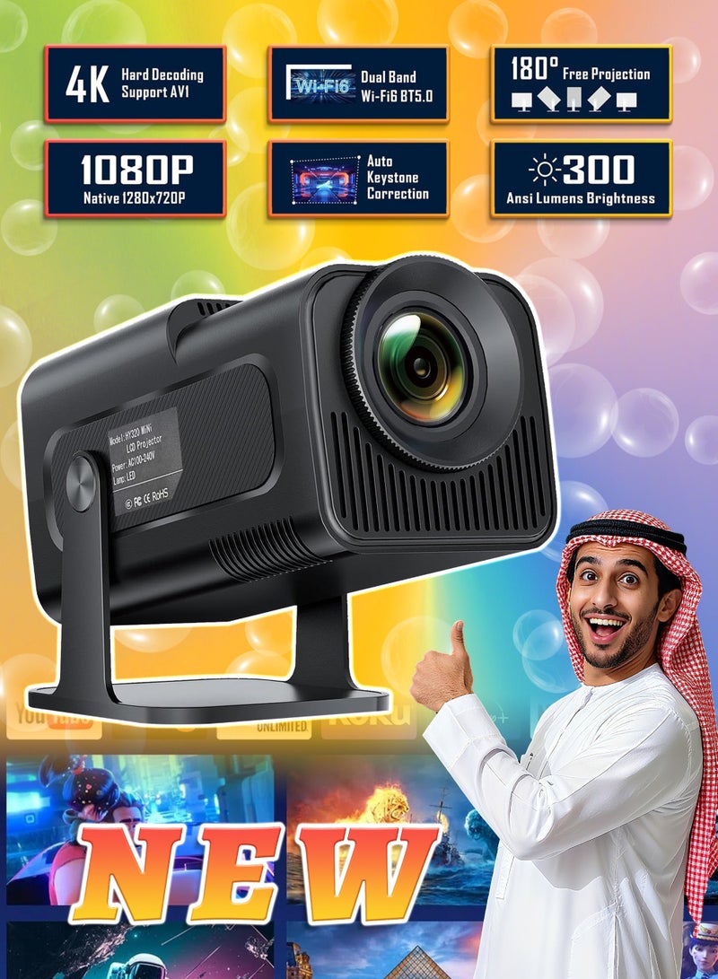 Topleo Portable Projector, HY320 Mini Projector with WiFi and Bluetooth, Support 4K 1080P with Dual-Band WIFI6 BT5.0 Android 11, Smart TV Projector Auto Keystone Correction for Phone/TV Stick/Laptop - Image 1