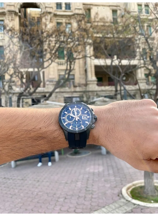 Quantum Men's Quartz Movement Watch, Chronograph Display and Silicone Strap - HNG893.851, Black