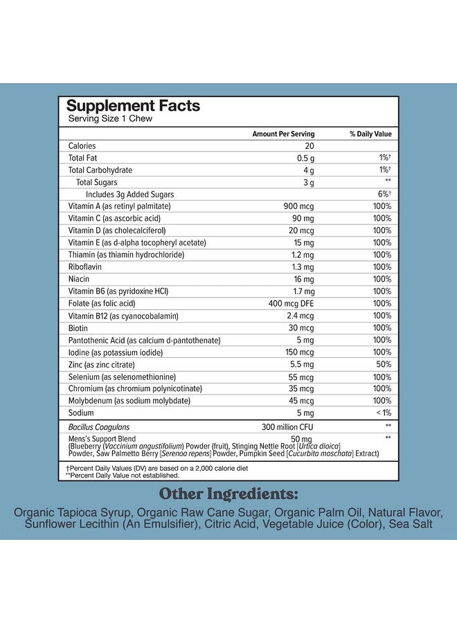 CHEWSY - Men's Multivitamin Chews - Immune and Energy Support, Vitamin A, B12, C, D3, E, Folic Acid, Probiotics, Zinc - 30-Day Supply - Image 2