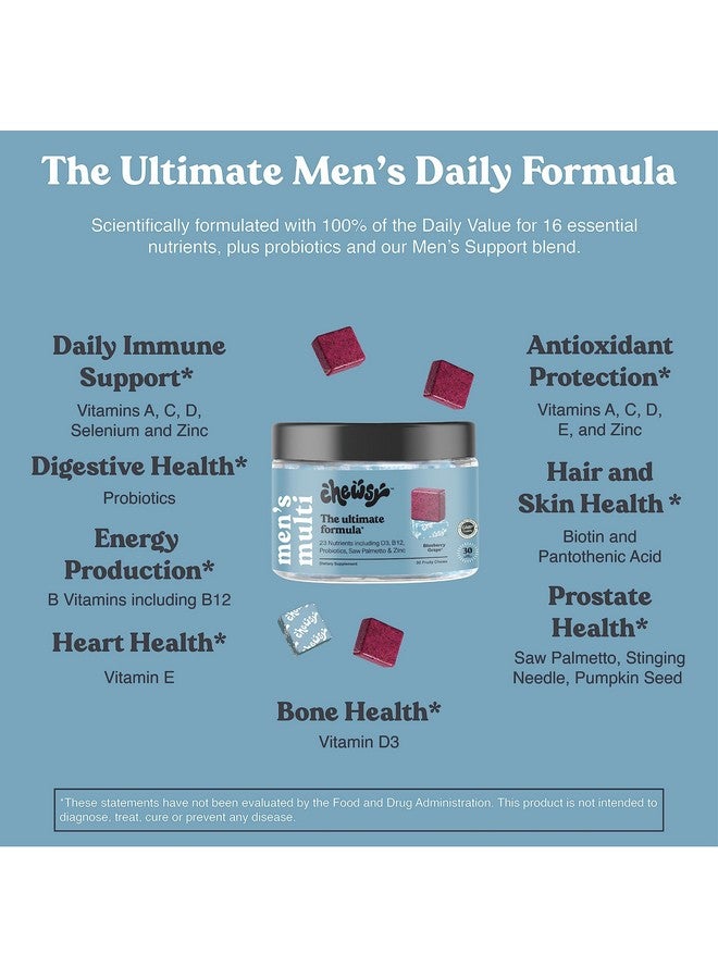 CHEWSY - Men's Multivitamin Chews - Immune and Energy Support, Vitamin A, B12, C, D3, E, Folic Acid, Probiotics, Zinc - 30-Day Supply - Image 3