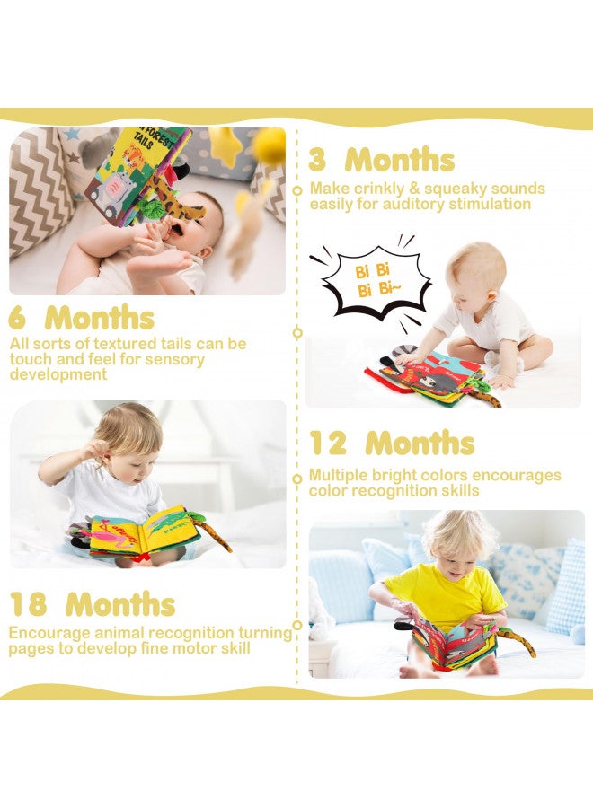 beiens Baby Books Toys, Touch and Feel Crinkle Cloth Books for Babies, Infants & Toddler, Early Development Interactive Car & Stroller Soft Toys for Boys & Girls (Rainforest Tails-1 Book) - Image 5