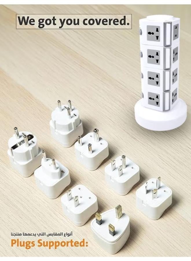 MODI 4 Layer Universal Vertical Multi Socket Tower Extension Outlet with USB Ports 2.5M Cord and UK-Plug Power Strip - Image 3