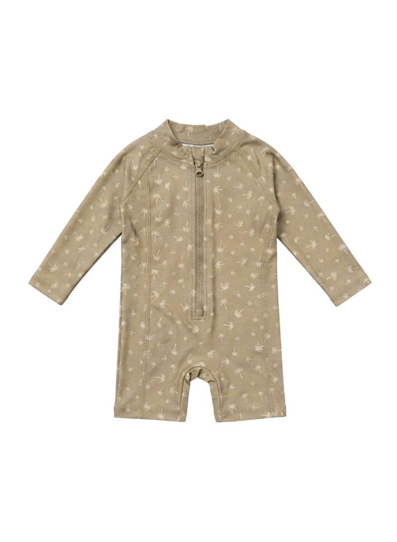 Slipstop Palm Sand Baby Boys One Piece Full Print Swimsuit - Quick Dry UV Sun Protection Swimwear - Image 1