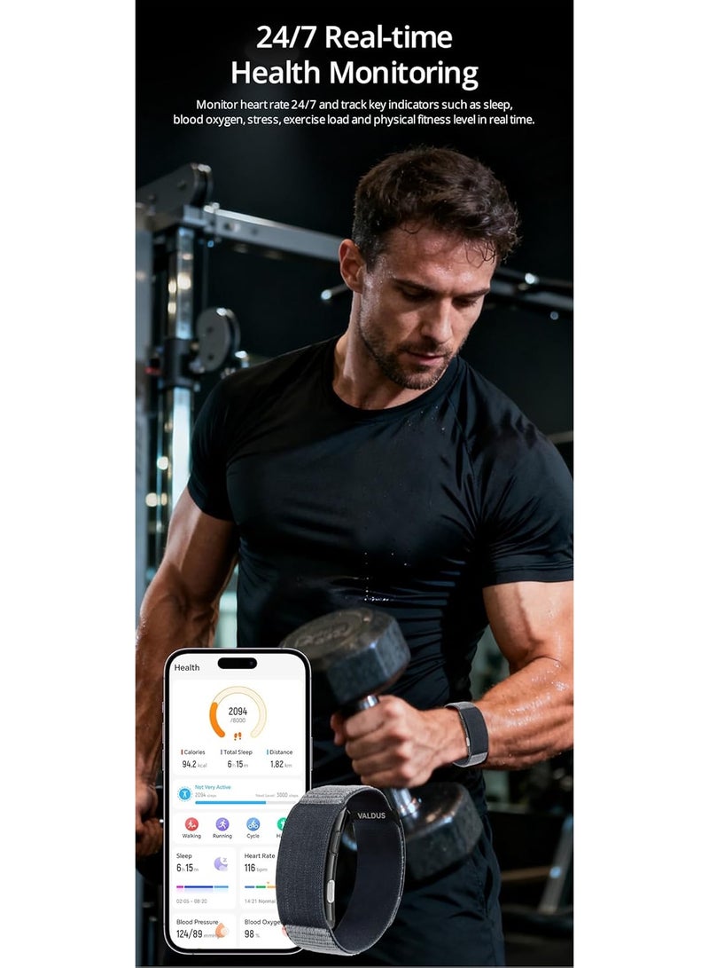 VALDUS Smart Band | Fitness Tracker | Fitness & Health Wearable | 24/7 Health Monitoring | ECG Monitoring | Long Lasting Battery Life | 1ATM water-resistant (Gold) - Image 3