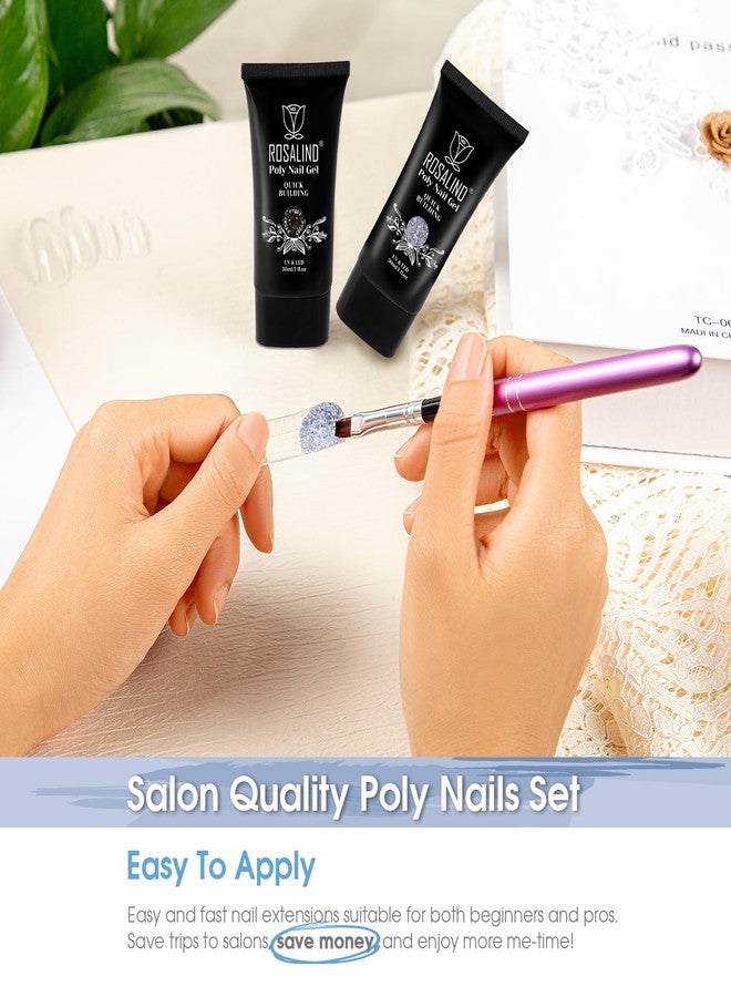 Rosalind جل تمديد روزاليند اللامع الأسود والفضي، 2 قطعة 1 أونصة/30 مل مجموعة جل الأظافر اللامع الأسود والفضي جل البناء جل الماس لفن الأظافر، أنبوب جل الأظافر السميك يحتاج إلى مصباح UV - Image 4