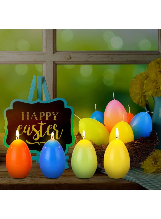 Jutom 12 قطعة شموع بيض عيد الفصح من شمع الصويا، شموع عيد الفصح الملونة، هدية عيد فصح سعيدة، شمعة بيض غير معطرة، شمعة على شكل بيضة للديكور المنزلي، 6 ألوان - Image 3