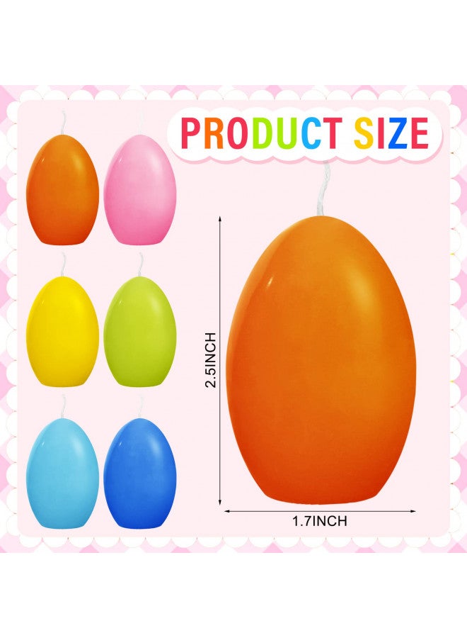 Jutom 12 قطعة شموع بيض عيد الفصح من شمع الصويا، شموع عيد الفصح الملونة، هدية عيد فصح سعيدة، شمعة بيض غير معطرة، شمعة على شكل بيضة للديكور المنزلي، 6 ألوان - Image 2