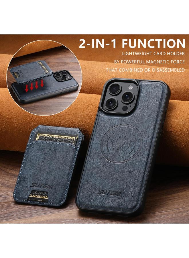 Suteni Case For iPhone 14 Pro M5 Magnetic Card Bag MagSafe Leather Phone Case - Image 2