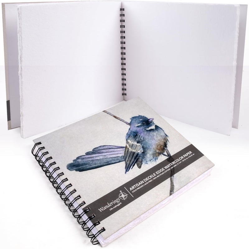 Wanderings Tear Out Watercolor Journal - 8"x8" - Premium Art Journal with Handmade Deckle Edge Paper Featuring 350 GSM Cold Press Paper for Scrapbook, Watercolor Album, Sketchbook, Drawing Pad - Image 3