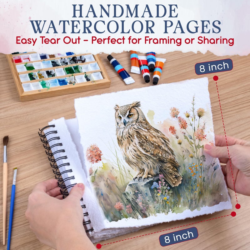 Wanderings Tear Out Watercolor Journal - 8"x8" - Premium Art Journal with Handmade Deckle Edge Paper Featuring 350 GSM Cold Press Paper for Scrapbook, Watercolor Album, Sketchbook, Drawing Pad - Image 4