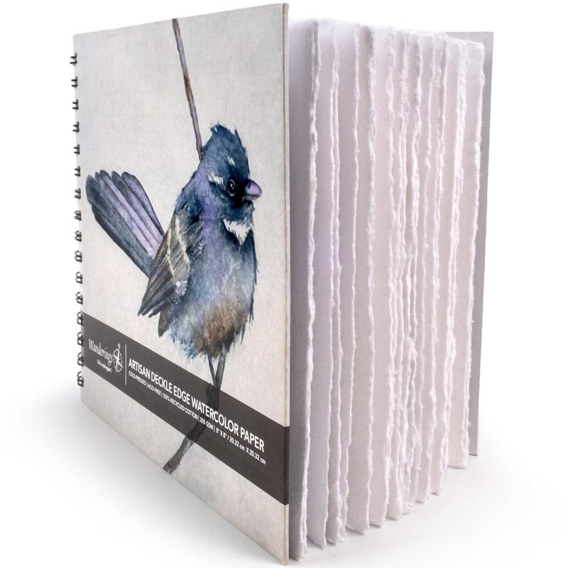 Wanderings Tear Out Watercolor Journal - 8"x8" - Premium Art Journal with Handmade Deckle Edge Paper Featuring 350 GSM Cold Press Paper for Scrapbook, Watercolor Album, Sketchbook, Drawing Pad - Image 1