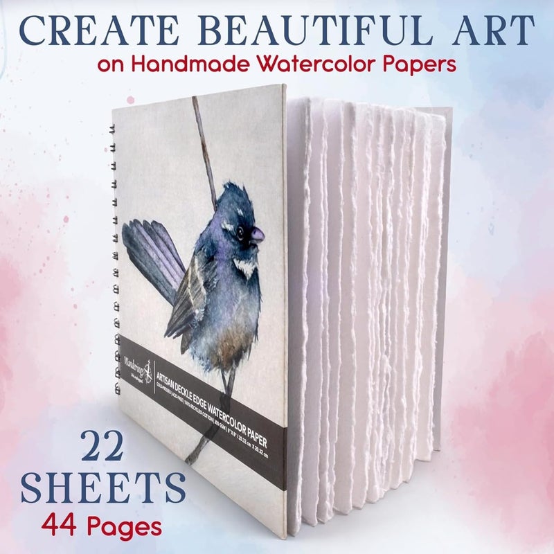 Wanderings Tear Out Watercolor Journal - 8"x8" - Premium Art Journal with Handmade Deckle Edge Paper Featuring 350 GSM Cold Press Paper for Scrapbook, Watercolor Album, Sketchbook, Drawing Pad - Image 5