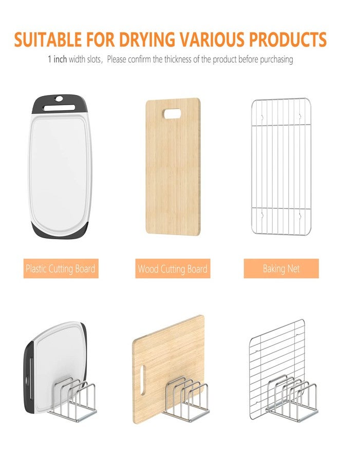 KORRTFID حامل منظم ألواح التقطيع من KORRTFID، مصنوع من الفولاذ المقاوم للصدأ 304، حامل لأغطية القدور والمقالي، رف للمطبخ، منظم لأدوات الخبز وصواني البسكويت (فتحات بعرض 1.0 بوصة) - Image 4