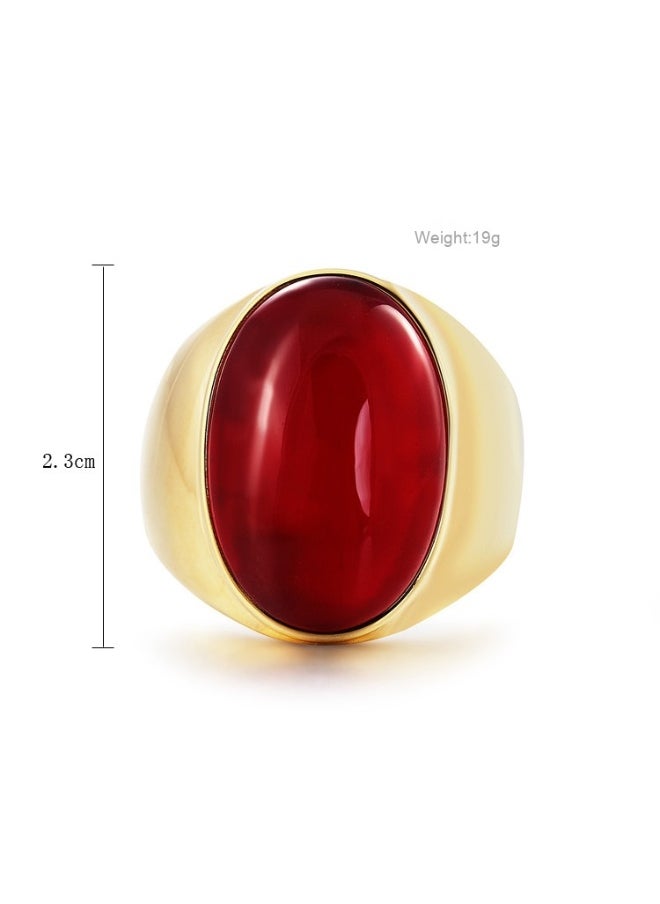 Generic - Retro Gemstone Titanium Steel Ring - Vintage Elegance in Durable Design - Image 1