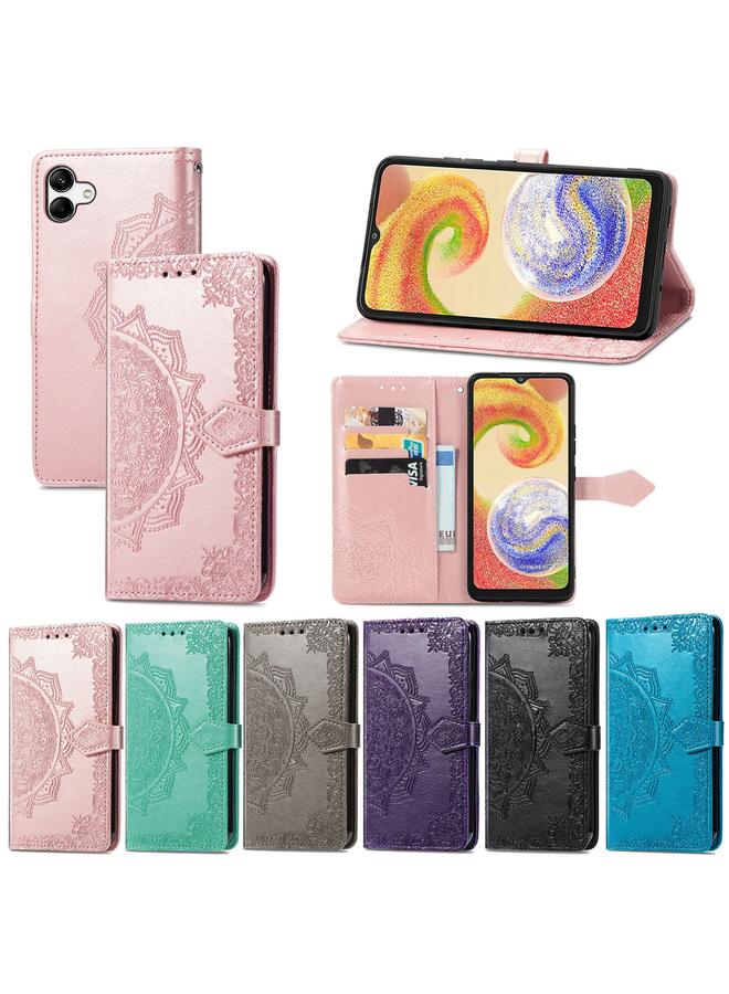S-TOP Case For Samsung Galaxy A04 Mandala Flower Embossed Leather Phone Case - Image 5