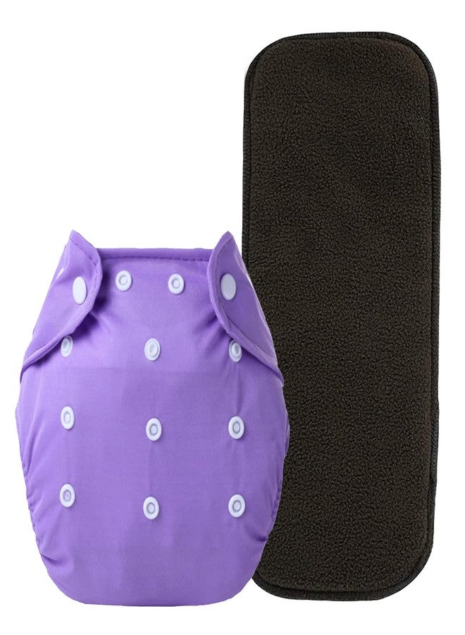 Alya Pocket Button Style Solid Reusable Cloth Diaper All in One Adjustable Washable Diapers Nappies(Without Inserts) for Toddlers/New Borns(0-24 Months,3-16KG) (Pack of 1, Purple) - Image 1