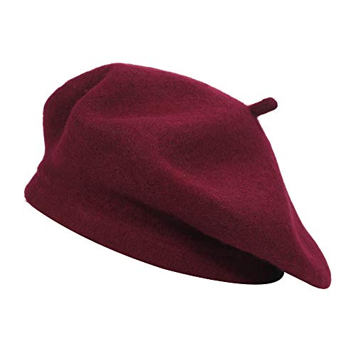 ZLYC Wool Beret Hat Classic Solid Color French Beret for Women (Burgundy) - Image 4