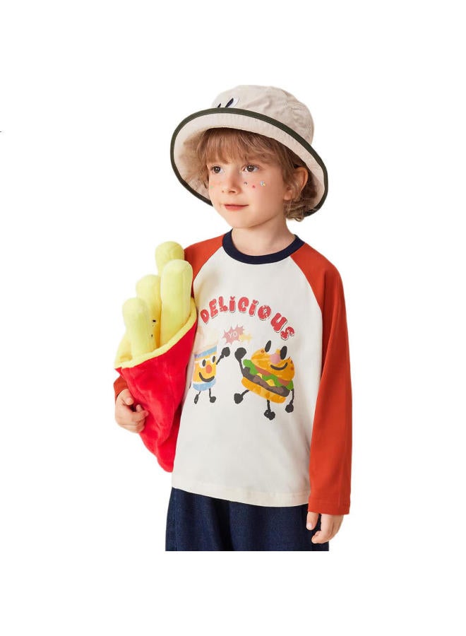 MQDMINI تي شيرت أولاد بأكمام طويلة 5A تي شيرت أطفال مضاد للبكتيريا قمة ملونة ملابس أطفال برجر لذيذ - Image 3