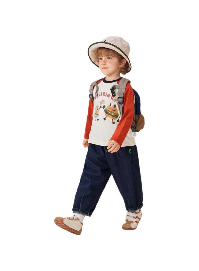 MQDMINI تي شيرت أولاد بأكمام طويلة 5A تي شيرت أطفال مضاد للبكتيريا قمة ملونة ملابس أطفال برجر لذيذ - Image 2