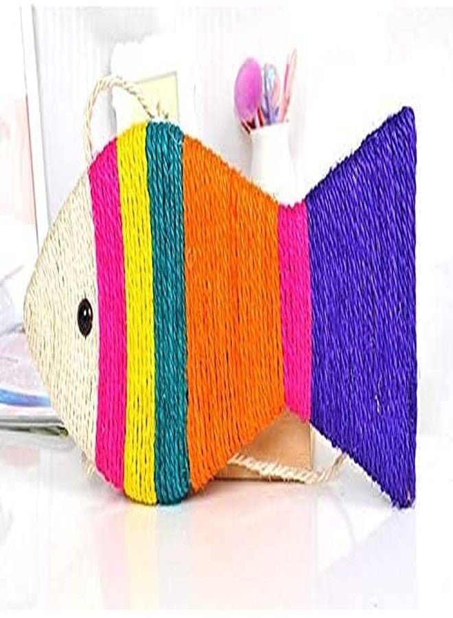 ميكو وسادة خدش للقطط من ميكو، لعبة خدش إبداعية على شكل سمكة، سجادة خدش من السيزال مع حبل للتعليق، مناسبة للجدران والأرضيات والأرائك وغرف المعيشة، سجادة نوم للقطط (كبيرة) - Image 4