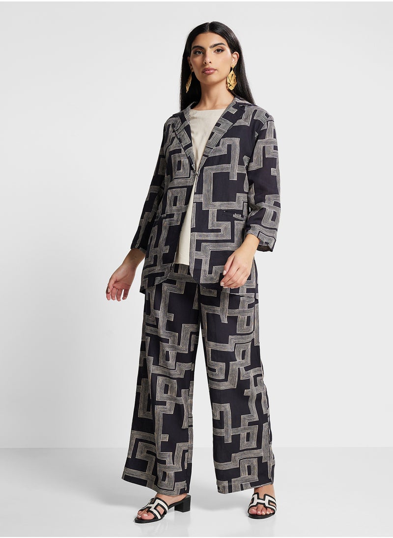 Biba - Printed Jacket Palazo With Inner - Image 1