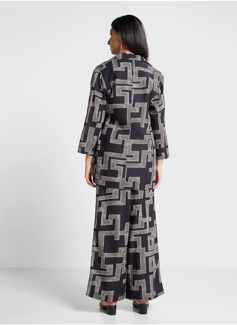 Biba - Printed Jacket Palazo With Inner - Image 1